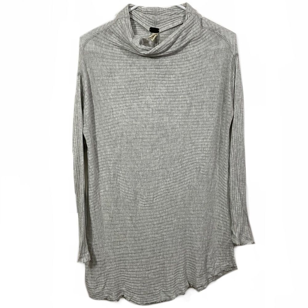 Free People Grey Oversized Distressed Sweater